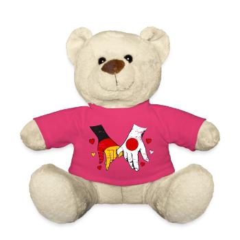 Deutschland_Japan_Flagge_Haendehalten_used - Nounours - rose - Devant