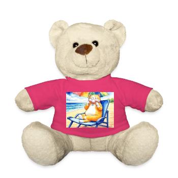 Chat sur la plage avec une glace - Nounours - rose - Devant