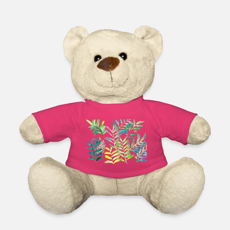 Water-coloured leaf branches - Teddy Bear - pink