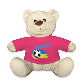 Schulkind 2026 Fußball Blau-Grün Splash - Teddy - Pink - Vorne