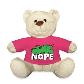 Lazy T-Rex Nope Not Today Lazy Dino Fan - Teddy Bear - pink - Front