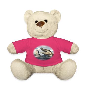 Prehistoric Tylosaurus on the hunt - Teddy Bear - pink - Front