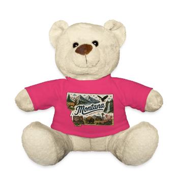 Montana Treasure State Vintage-Reiseaufkleber - Teddy - Pink - Vorne