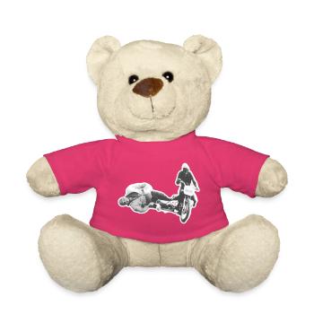 Vintage Sidecar Dare on Retro Bike - Teddy Bear - pink - Front