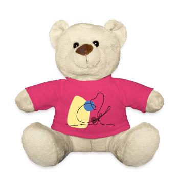 Lineart dovetail with colour background - Teddy Bear - pink - Front