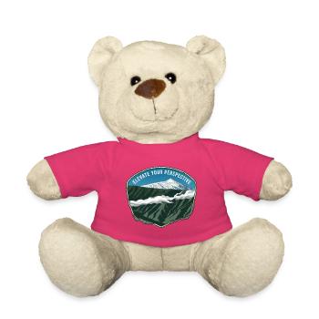 Illustration de montagne sous la forme d’un emblème avec des nuages - Nounours - rose - Devant