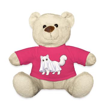 Katze versteckt sich unter einem Geisterlaken - Teddy - Pink - Vorne