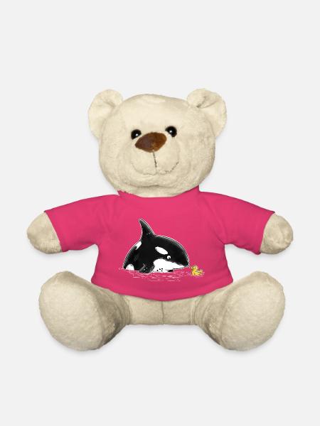 Orca und Entchen Wal Quietscheente Meeresäuger - Teddy - Pink