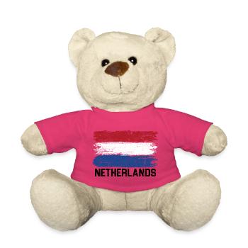 Drapeau tricolore à coups de pinceau - Nounours - rose - Devant