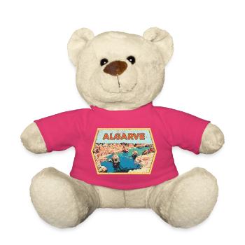 Retro badge, Algarve Portugal, beach summer sun - Teddy Bear - pink - Front