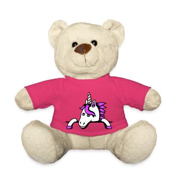 Einhorn Hinter Zaun Mauer Tasche Süß Klein Gemalt - Teddy - Pink - Vorne