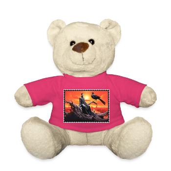 Dunkle Fantasie Rabe und Sonnenuntergang surreal - Teddy - Pink - Vorne