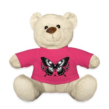 Papillon noir et blanc bohème - Nounours - rose - Devant