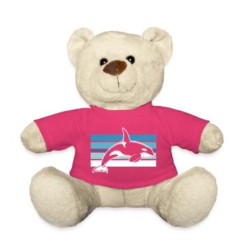 Orca in the ocean strip - Teddy Bear - pink - Front