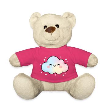 Süße Kawaii Wolke Pastell Cartoon Design - Teddy - Pink - Vorne