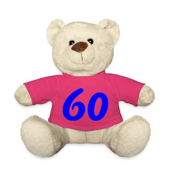 60. 60 ANS. 60e ANNIVERSAIRE. ANNIVERSAIRE 60 ANS. - Nounours - rose - Devant