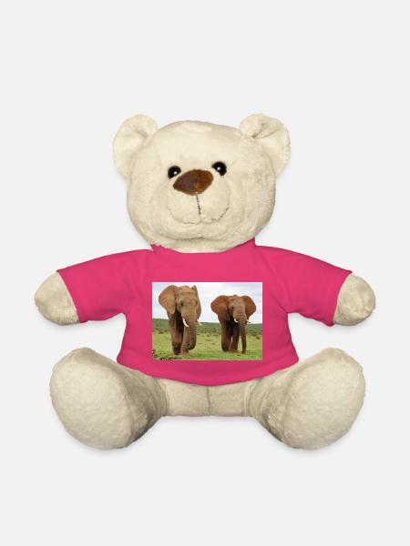 Zwei Elefanten auf Savanne - Teddy - Pink