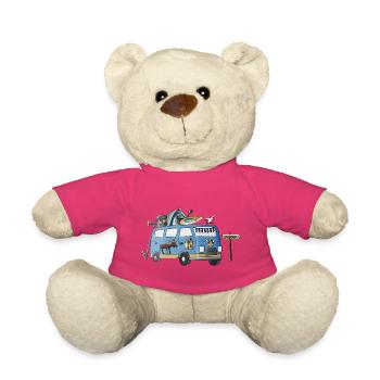 Sweden Camper Motif Vanlife Camping Holiday - Teddy Bear - pink - Front