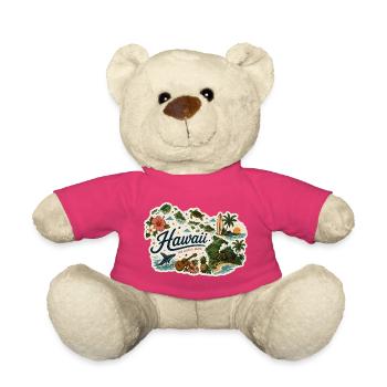 Vintage Hawaii Aloha State Reiseaufkleber - Teddy - Pink - Vorne