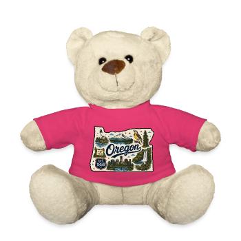 Oregon Beaver State Vintage Reiseaufkleber - Teddy - Pink - Vorne