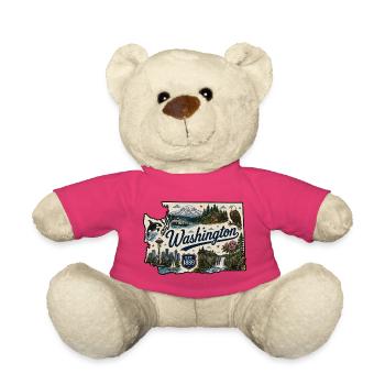 Washington State Mount Rainier Vintage-Aufkleber - Teddy - Pink - Vorne