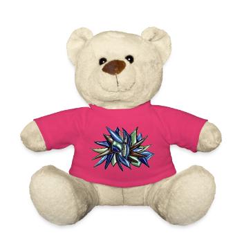 Fleur fragmentaire bleu-vert - Nounours - rose - Devant