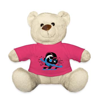 DJ-plaque de panneau avec un casque et - Nounours - rose - Devant