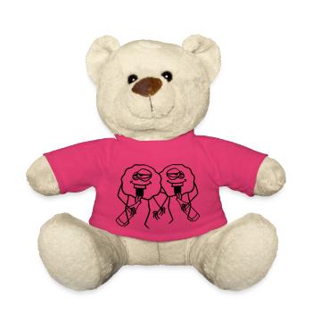 2 freunde team paar saufen trinken durst flasche b - Teddy - Pink - Vorne