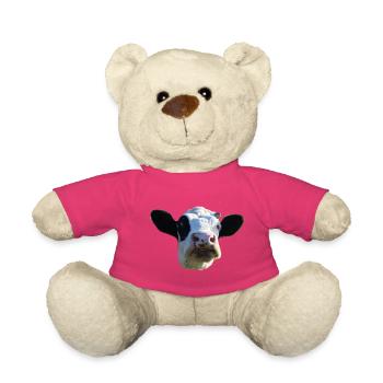 drôle vache tête de vache noir et blanc cadeau fermier - Nounours - rose - Devant