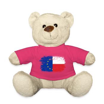 Fusion des drapeaux UE-France - Nounours - rose - Devant