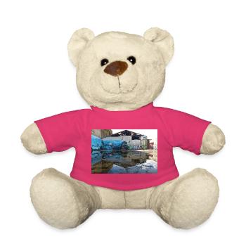Urbane Reflexionen – Blaues Graffiti - Teddy - Pink - Vorne