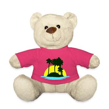 Palmen Insel Strand Urlaub Sonne Meer Schön Abend - Teddy - Pink - Vorne
