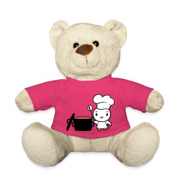 Bird Chef Cooking Pot Duck Delicious Hunger Food - Teddy Bear - pink - Front