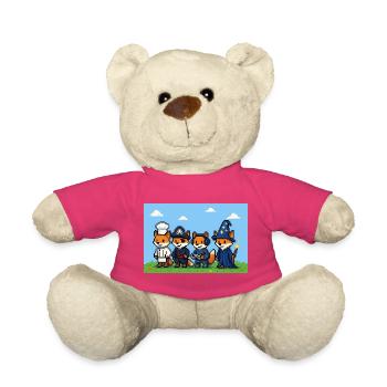 Groupe de renards pixel art dans le monde fantastique - Nounours - rose - Devant