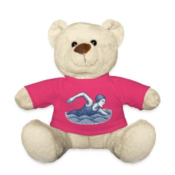 Illustration de nageur vintage - Nounours - rose - Devant
