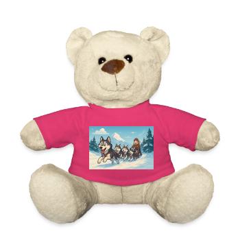 Winter Huskies Sled Mountain Race - Teddy Bear - pink - Front