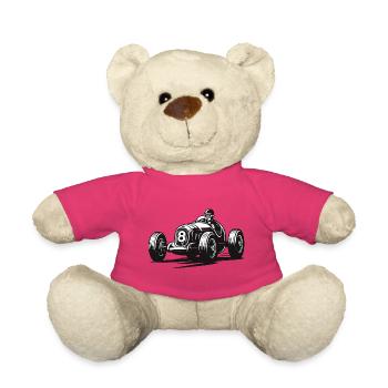 Pilote de voitures de course vintage noir et blanc - Nounours - rose - Devant