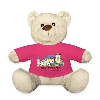 Château de Stolberg, Eifel, dessin à la main au Moyen Âge - Nounours - rose - Devant