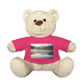 Brouillard matinal au bord du lac calme - Nounours - rose - Devant