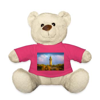 Leuchtturm Warnemünde am Abend - Teddy - Pink - Vorne