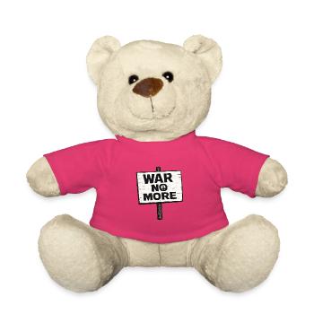 Krieg nicht mehr – Aufkleber: Frieden & Menschlichkeit - Teddy - Pink - Vorne