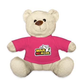 Krieg nicht mehr – Aufkleber: Frieden & Menschlichkeit - Teddy - Pink - Vorne
