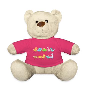 Colorful Dino Family Collection - Teddy Bear - pink - Front