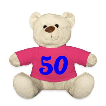 50. 50 ANS. 50e ANNIVERSAIRE. ANNIVERSAIRE 50 ANS. - Nounours - rose - Devant