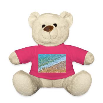 Des vagues cristallines sur une plage de sable doré - Nounours - rose - Devant