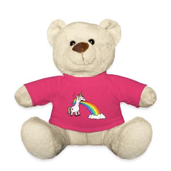 La licorne crache de l’arc-en-ciel dans les nuages - Nounours - rose - Devant
