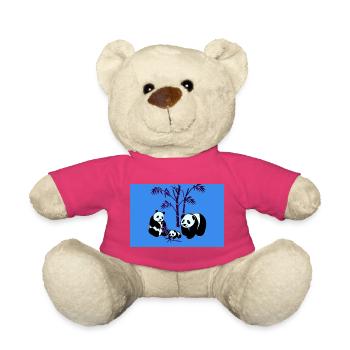 Famille de pandas dans la forêt de bambous - Bleu - Nounours - rose - Devant