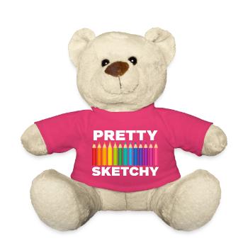 Pretty Sketchy Artist Pencils Sketch Sketching - Teddy Bear - pink - Front