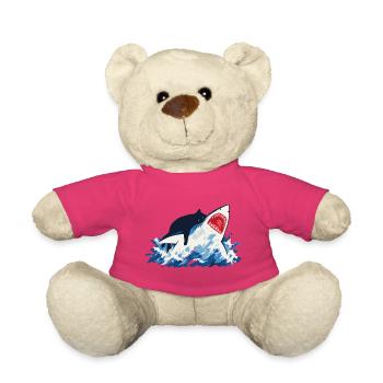 Cat Shark Ocean Humor - Teddy Bear - pink - Front