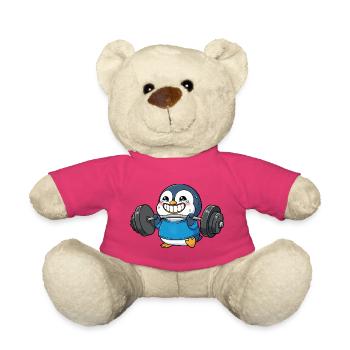 Pinguin Langhantel Gewichtheber Workout Cartoon - Teddy - Pink - Vorne
